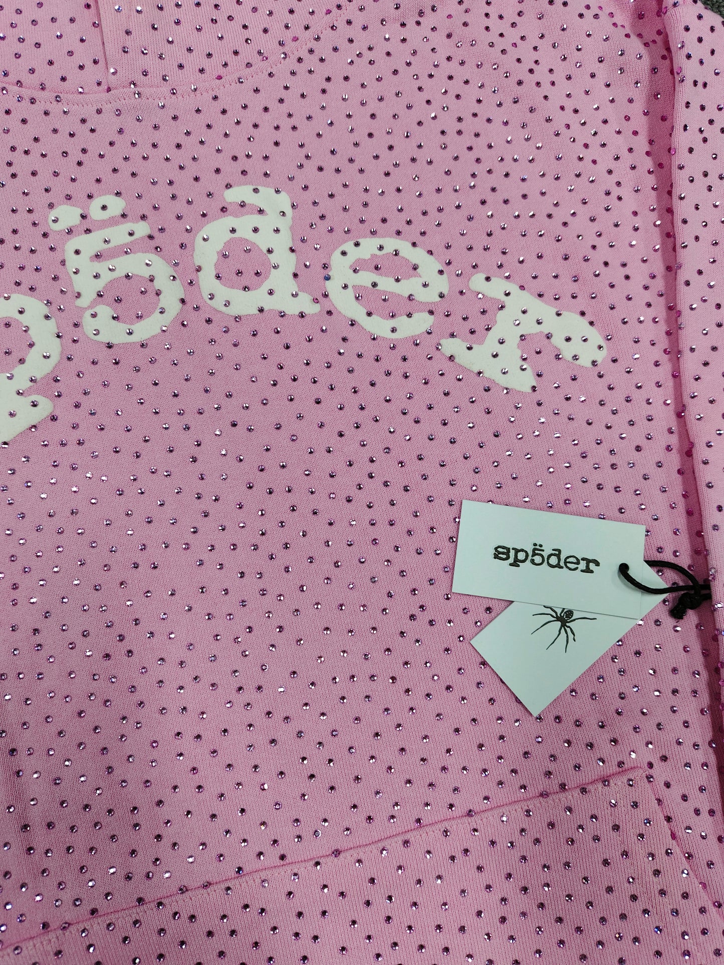 Pink Rhinestone Sp5der Hoodie