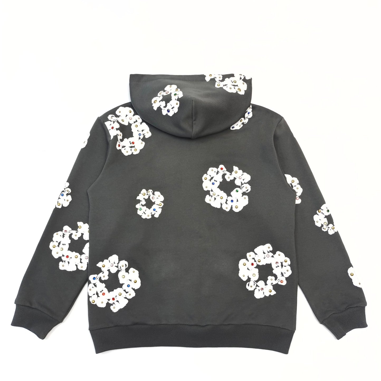 Denim Tear Rhinestone Zip-Up Hoodie