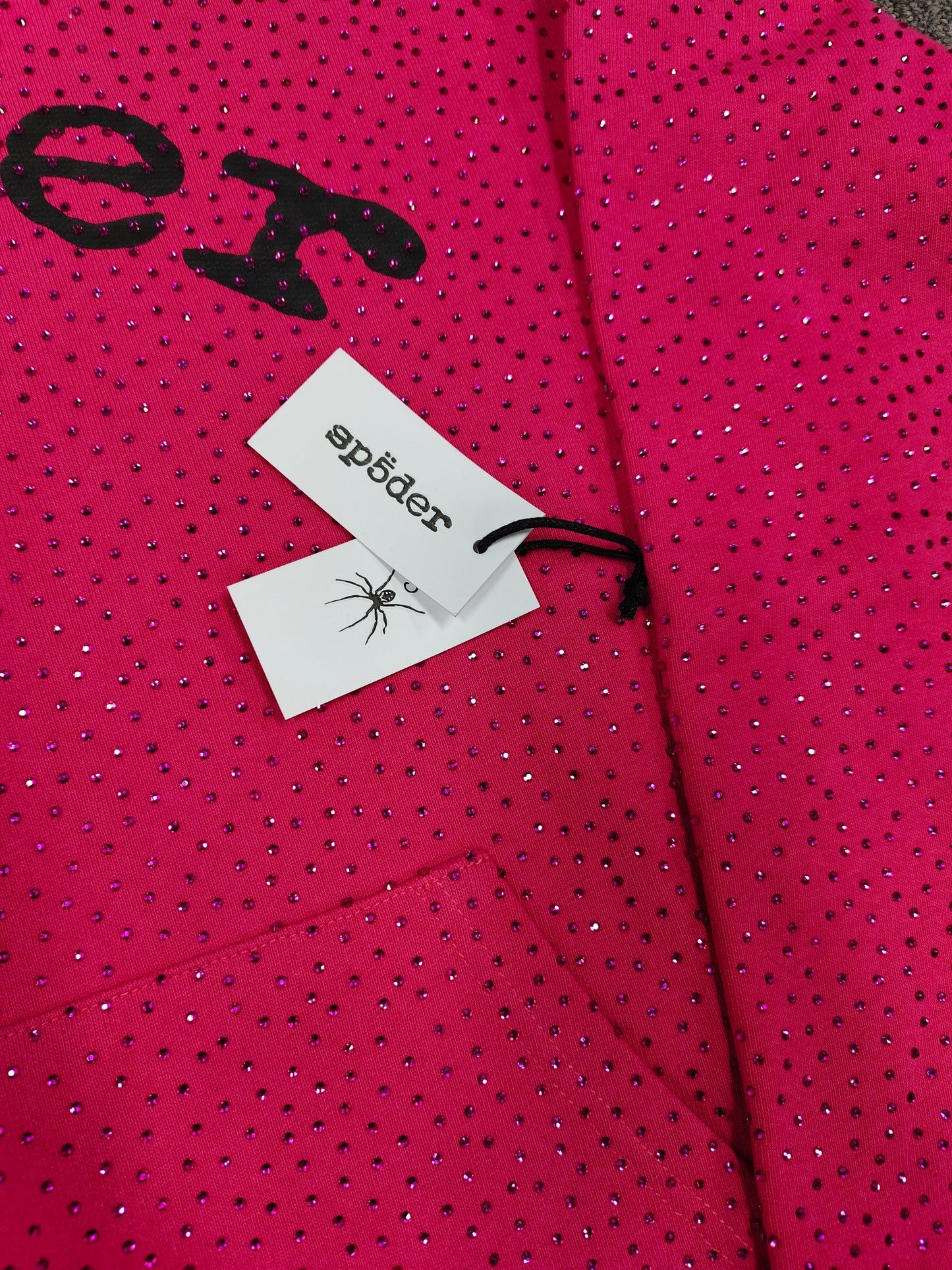 Hot Pink Rhinestone Sp5der Hoodie