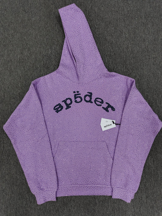 Light Purple Rhinestone Sp5der Hoodie