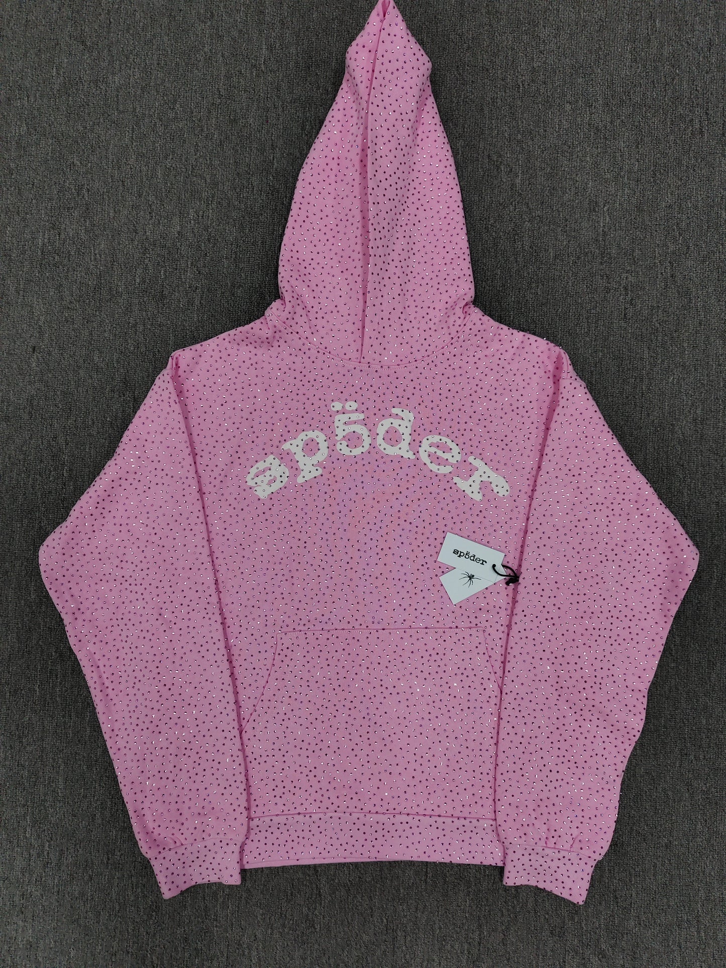 Pink Rhinestone Sp5der Hoodie
