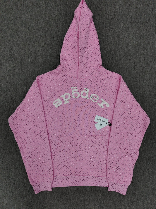 Pink Rhinestone Sp5der Hoodie