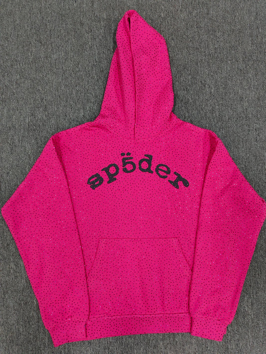 Hot Pink Rhinestone Sp5der Hoodie