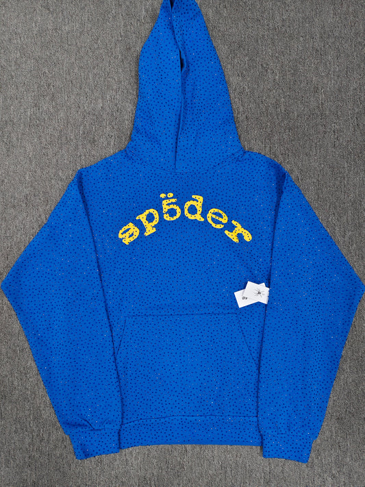 Sp5der TC Blue Rhinestone Hoodie