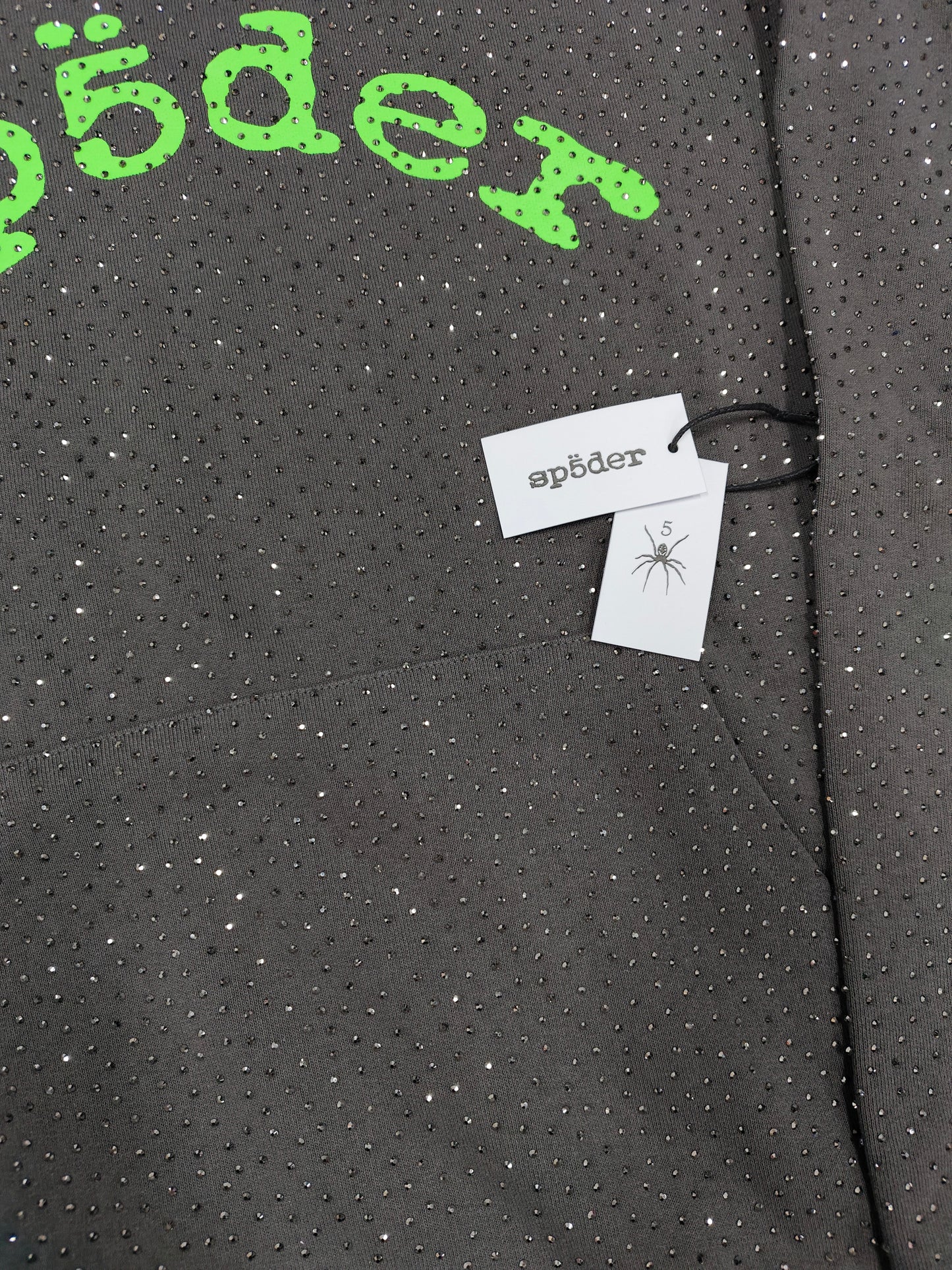 Dark Grey Rhinestone Sp5der Hoodie