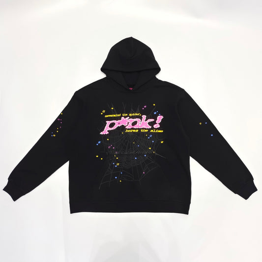 Sp5der Pink Hoodie Black